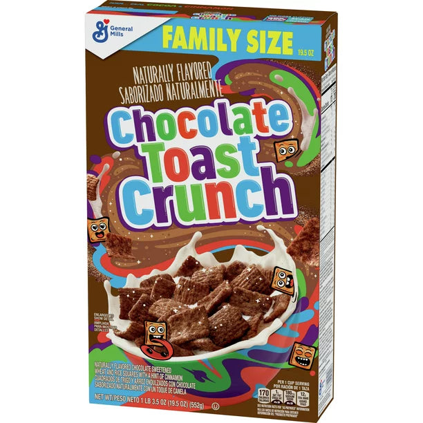 Chocolate Toast Crunch Breakfast Cereal, 19.5 OZ Caja de Cereal Tamaño Familiar