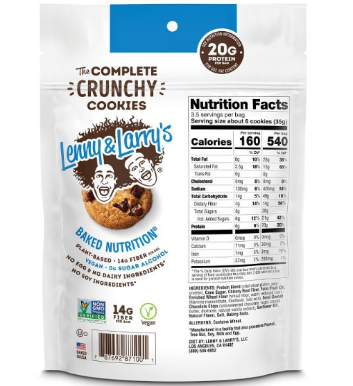 Lenny & Larry's Crunchy Cookies - Chocolate Chip - 4.25oz