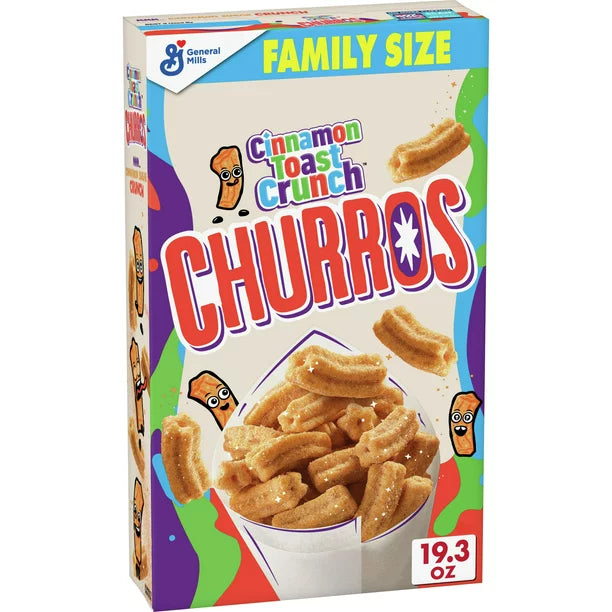 Churros Cinnamon Toast Crunch Breakfast Cereal, 19.3 OZ Caja de Cereal Tamaño Familiar