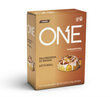 ONE Protein Supplement Bar, Cinnamon Roll, 20g Protein, Contenido de 4