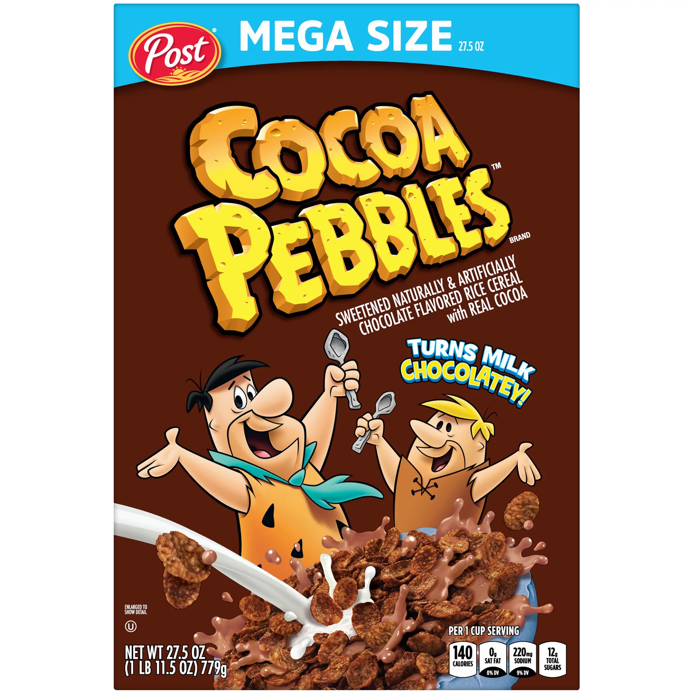 Post Cocoa Pebbles Breakfast Cereal, Cereal Sabor Chocolate, 27.5 oz