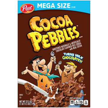 Post Cocoa Pebbles Breakfast Cereal, Cereal Sabor Chocolate, 27.5 oz