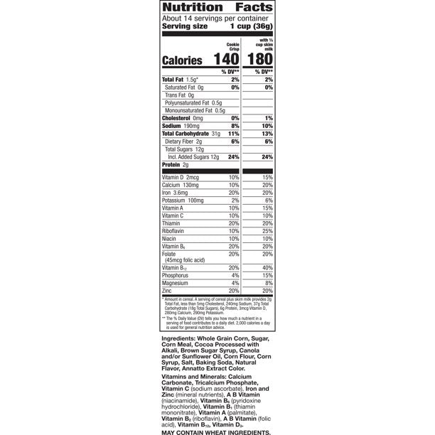 Cookie Crisp, Breakfast Cereal, Chocolate Chip Cookie Taste, 18.1 oz
