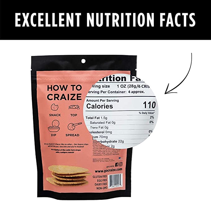 Craize Toasted Corn Crisps Guava Flavor, 6 Paquetes de 4oz