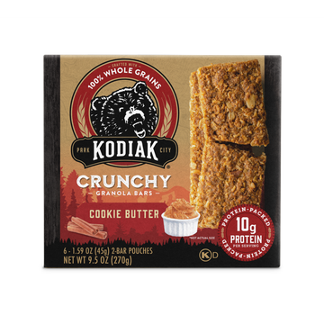 Kodiak Cakes Cookie Butter Crunchy Granola Bars, 10g of Protein, Cont. 6, 1.59 oz