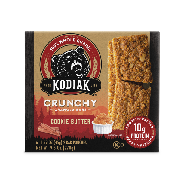 Kodiak Cakes Cookie Butter Crunchy Granola Bars, 10g of Protein, Cont. 6, 1.59 oz