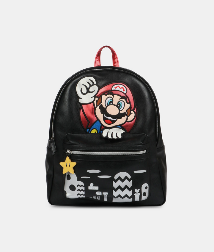 Mario Bross Mochila Iconos Negra