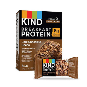 KIND Breakfast Protein Bars, Dark Chocolate Cocoa, Gluten Free, 1.76oz, 4 Protein Bars