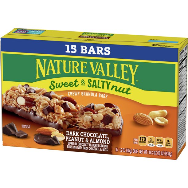 Nature Valley Sweet and Salty Nut Bars, Dark Chocolate Peanut Almond, 15 u