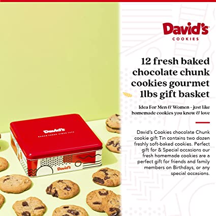 Latas de galletas frescas y horneadas para regalar de David´s Cookies.