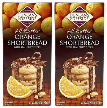 Duncan's of Deeside Paquete de 2 galletas de mantequilla de naranja – Orange All Butter Shortbread