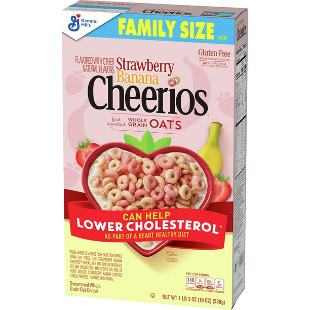 Strawberry Banana Cheerios, Cereal Saludable para el Corazón, 19 OZ Family Box