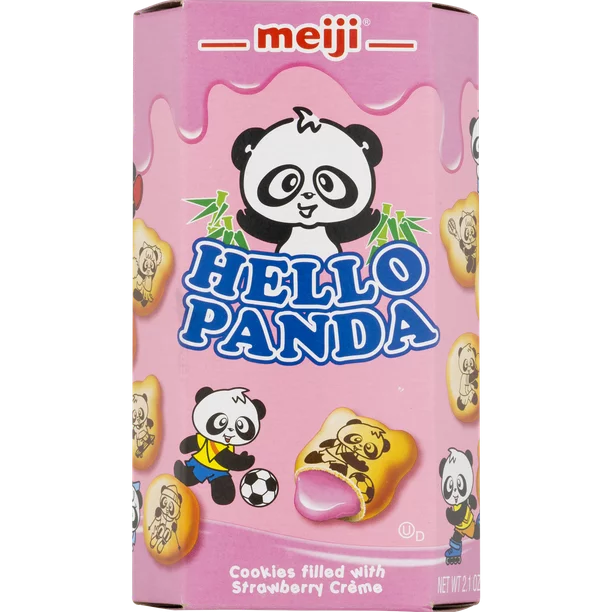 Meiji Hello Panda Cookies Strawberry Creame, 2.1 Oz