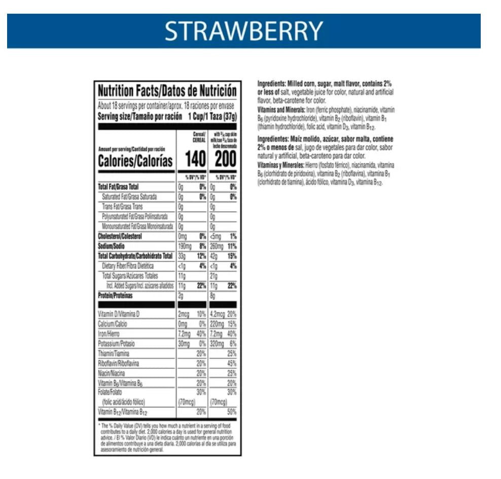 Kellogg's Frosted Flakes Breakfast Cereal, Strawberry Milkshake, 23 Oz, Box