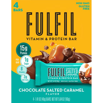 FULFIL Vitamin & Protein Bar, Chocolate Peanut Caramel, Paquete de 4