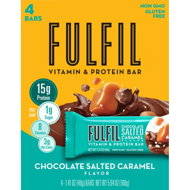 FULFIL Vitamin & Protein Bar, Chocolate Peanut Caramel, Paquete de 4