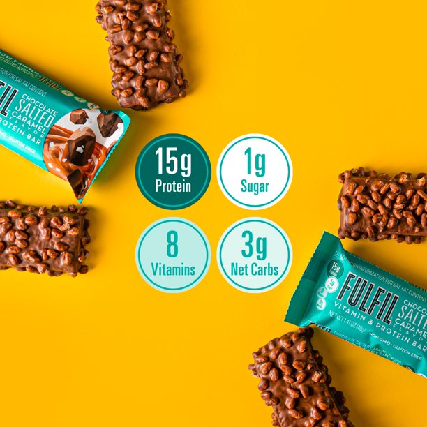 FULFIL Vitamin & Protein Bar, Chocolate Peanut Caramel, Paquete de 4