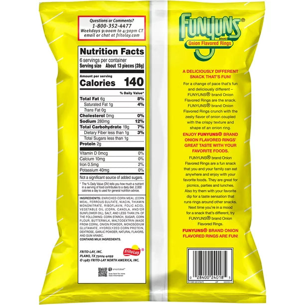 Funyuns Onion Flavored Rings, Bolsa de 6 oz