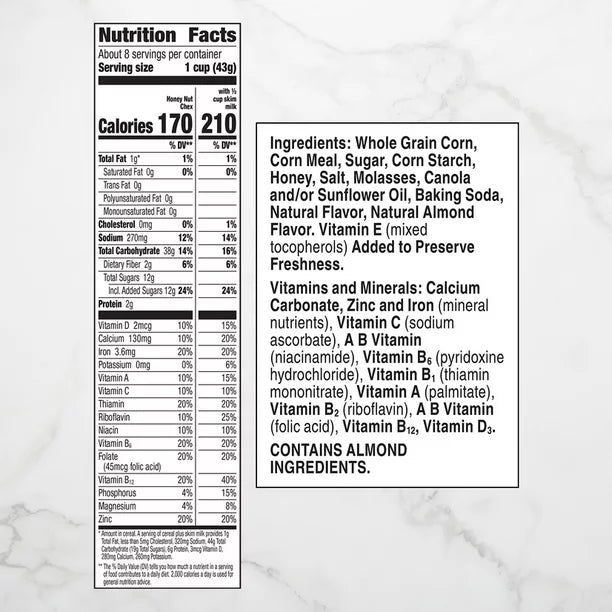 Honey Nut Chex Breakfast Cereal, Gluten Free, 19.6 oz