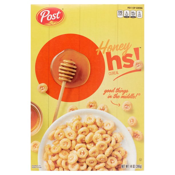 Post Honey Oh!s® Cereal, Filled Ohs Breakfast Cereal, Breakfast Snacks, 14 oz – 1 count