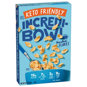 Incredi-Bowl™ Frosted Flakes, Cereal Keto Friendly , High Protein Breakfast Cereal, Gluten Free, Grain Free Cereal, 8 ounces