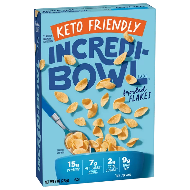 Incredi-Bowl™ Frosted Flakes, Cereal Keto Friendly , High Protein Breakfast Cereal, Gluten Free, Grain Free Cereal, 8 ounces