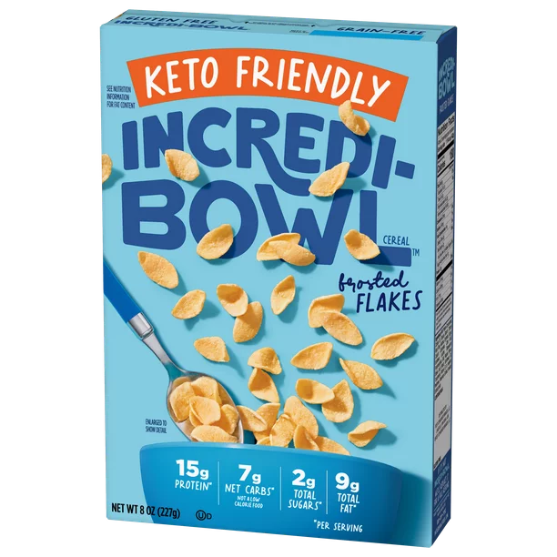Incredi-Bowl™ Frosted Flakes, Cereal Keto Friendly , High Protein Breakfast Cereal, Gluten Free, Grain Free Cereal, 8 ounces