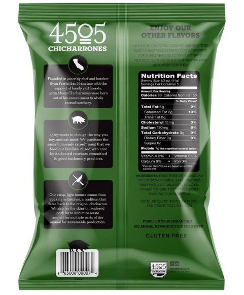 4505 Keto Meats Jalapeno Cheddar Pork Rinds - 2.5oz