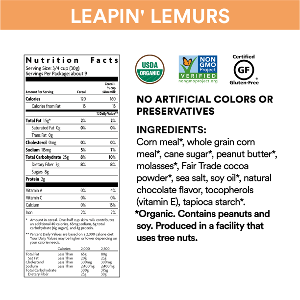 Nature's Path EnviroKidz Leapin Lemurs Peanut Butter Chocolate Cereal, 10 oz