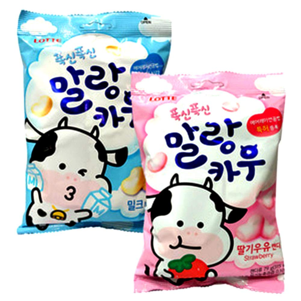 Korean Lotte Soft Malang Cow Fresh Grade Milk & Strawberry Milk Chewy Candy (2)