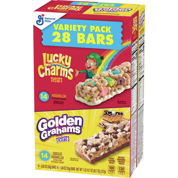 Lucky Charms and Golden Grahams, Breakfast Bar Variety Pack, 28 Barras