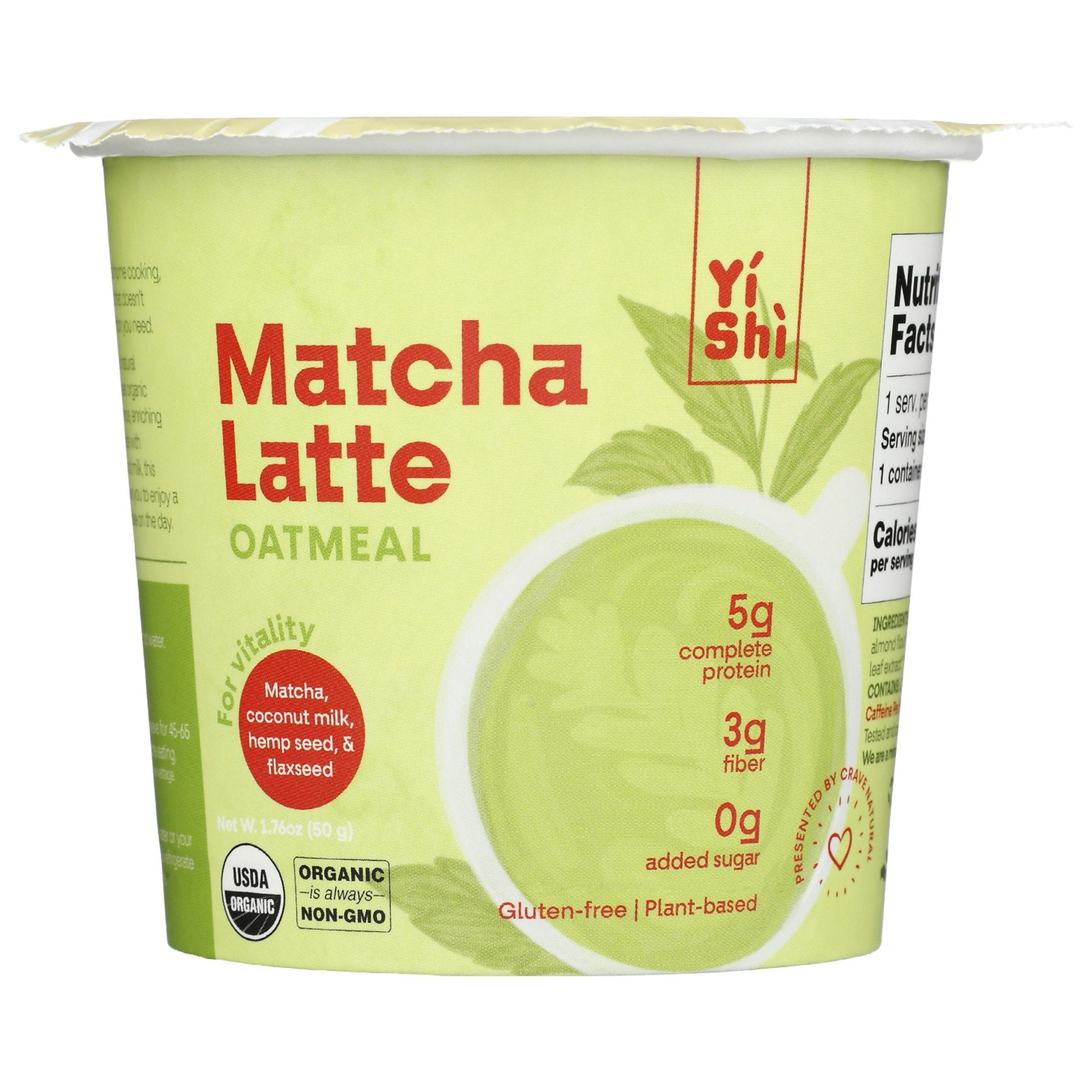 Yishi: Oatmeal Matcha Latte, 1.76 Oz Paquete de 6