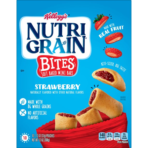 Nutri-Grain Mini Breakfast Bars, Strawberry, 13 Oz, Caja con 10 Barras