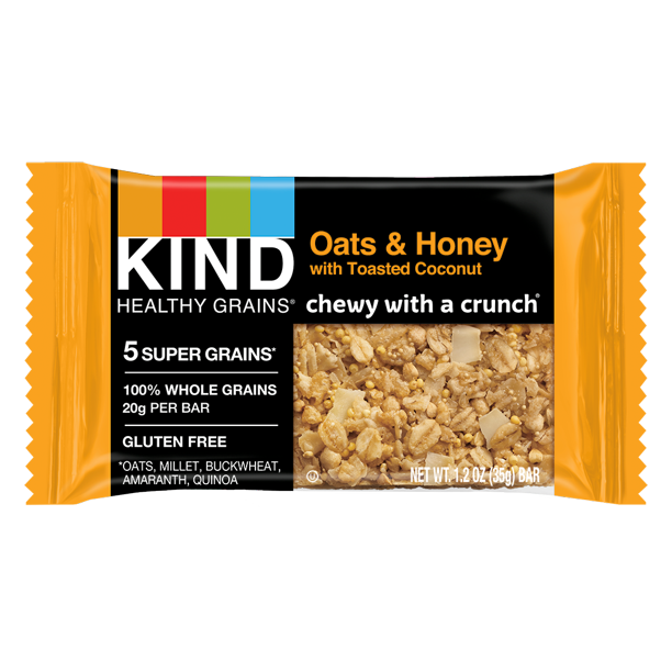 KIND Bars, Oats & Honey Healthy Grain Bars, Gluten free, 1.2 oz, 15 Snack Bars