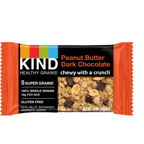 KIND Bars, Peanut Butter Dark Chocolate Healthy Grain Bar, Gluten free, 1. 2 oz, 15 Snack Bars