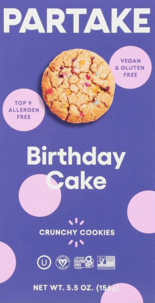 Partake Gluten Free Vegan Birthday Cake Cookies - 5.5oz
