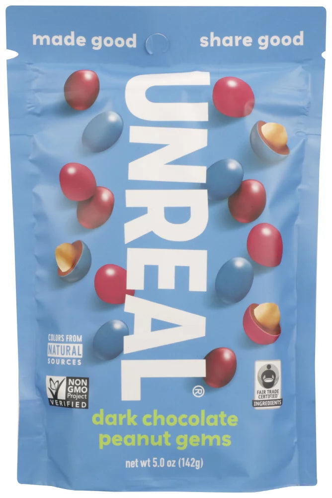 Unreal Dark Chocolate Covered Peanut Gems, 5 oz