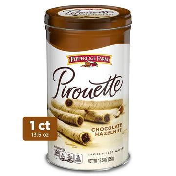 Pepperidge Farm Pirouette Cookies, Chocolate Hazelnut Créme Filled Wafers, Lata de 13.5 Oz