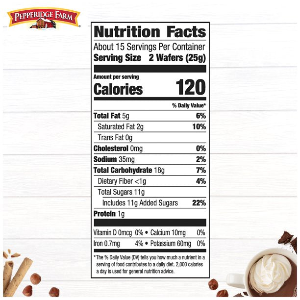 Pepperidge Farm Pirouette Cookies, Chocolate Hazelnut Créme Filled Wafers, Lata de 13.5 Oz