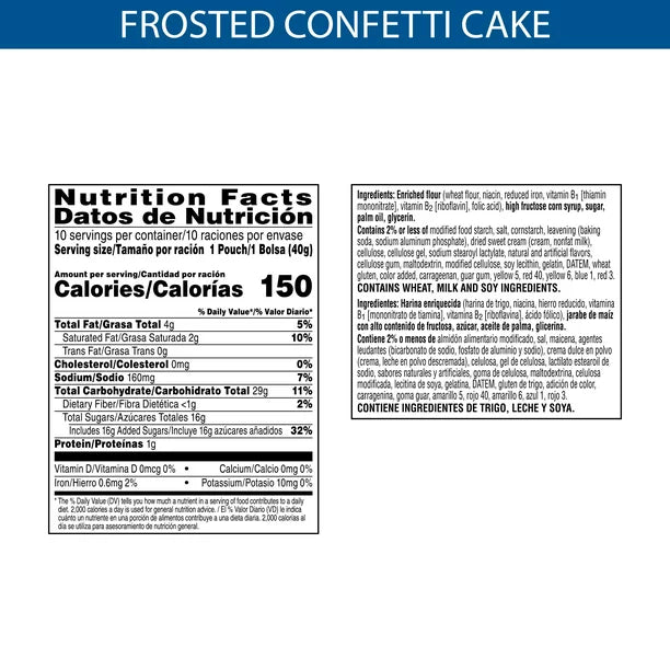 Pop-Tarts Baked Pastry Bites, Frosted Confetti Cake, 10 Ct, 14.1 Oz, Box