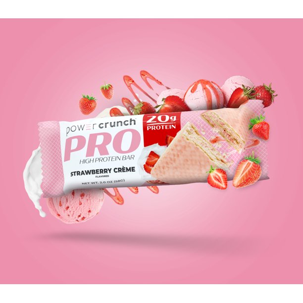 Power Crunch PRO High DH Hydrolyzed Whey protein bar, Strawberry Cream, 8.2 oz, Cont. 4