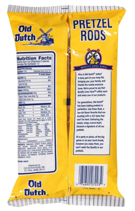 Old Dutch Pretzel Rods - 12oz