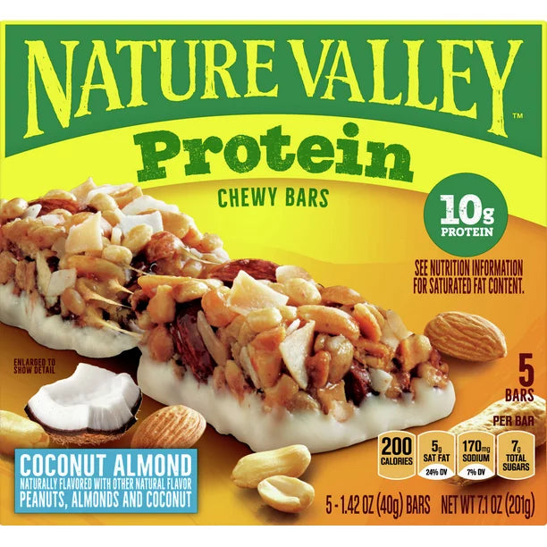 Nature Valley Protein Chewy Granola Bars, Coconut Almond, Gluten Free, 5 Barras