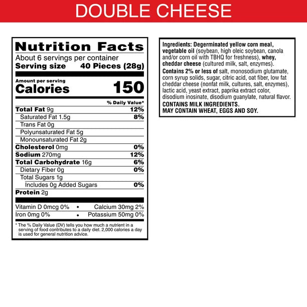 Cheez-It Puff'd Cheesy Baked Snacks, Double Cheese, Bolsa de 5.75 Oz