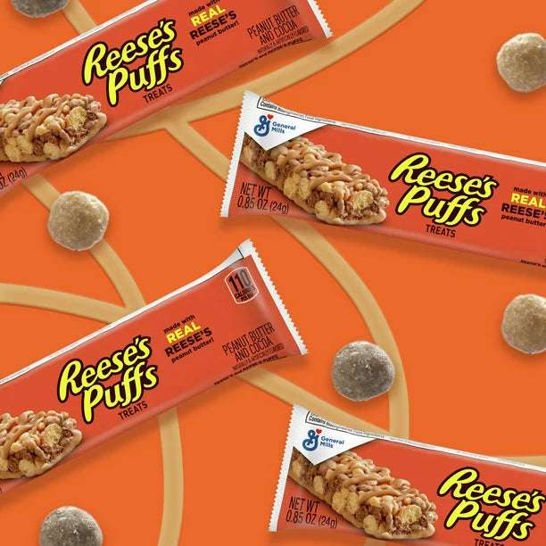 Reese's Puffs Breakfast Cereal Treat Bars, Peanut Butter & Cocoa, 16 Barras