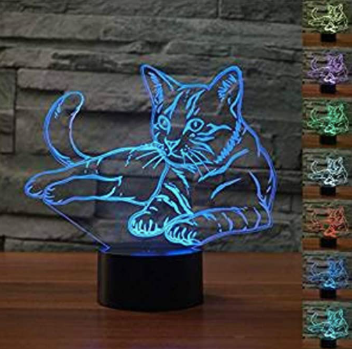Lampara Holografica Gatito Gato