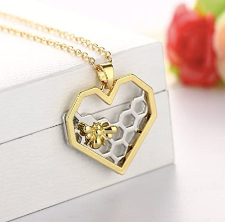 Collar Corazon Panal De Abeja