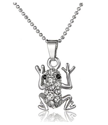 Collar Rana Plateada Y Piedras Zirconias