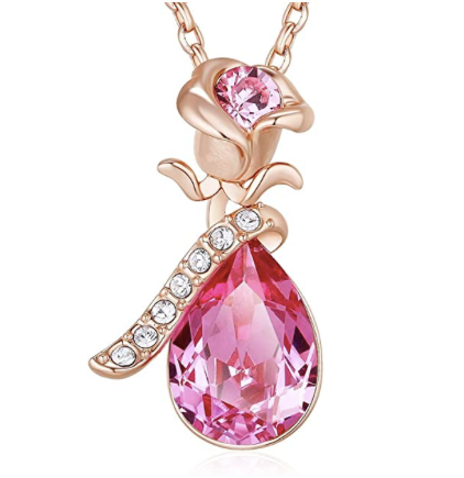 Collar Tulipan Piedra Rosa Swarozki