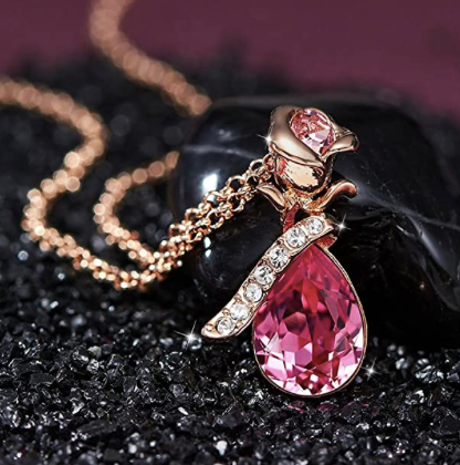 Collar Tulipan Piedra Rosa Swarozki